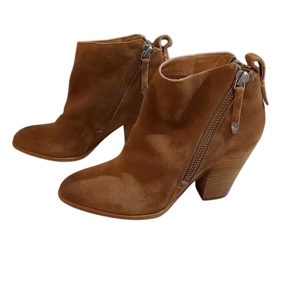 DOLCE Vita double zipper chunky distressed brown suede leather booties size 10 - Picture 5 of 9